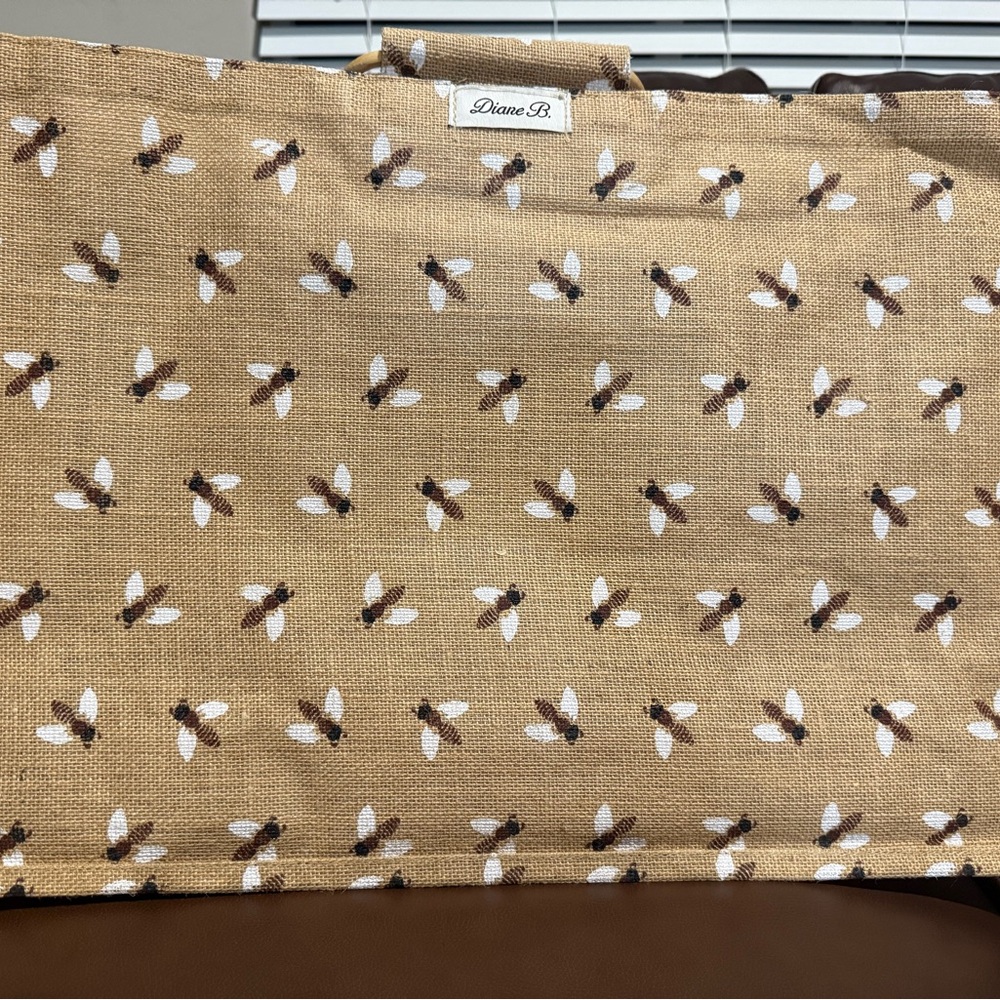 Diane B Bee Burlap Tote Bag